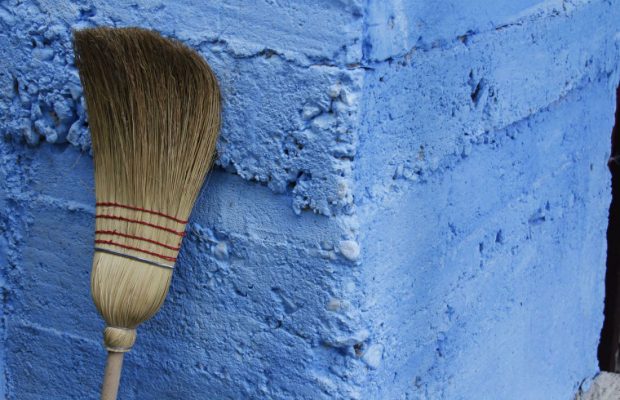 The broom standing by itself?  It’s a trick!